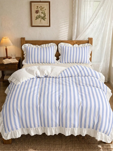3pcs ruffle blue striped - 2/3pcs,