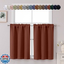 Chyhomenyc Terracotta Short Blackout Curtains 36 Inch Length, Small Kitchen C