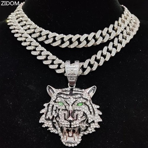 Mens hip hop tiger necklace - necklace, +