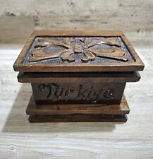 Turkish Wooden Carved Puzzle Box / Jewellery Box with Hidden Compartments