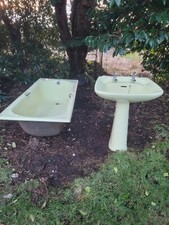 Yellow cast iron bath - iron,