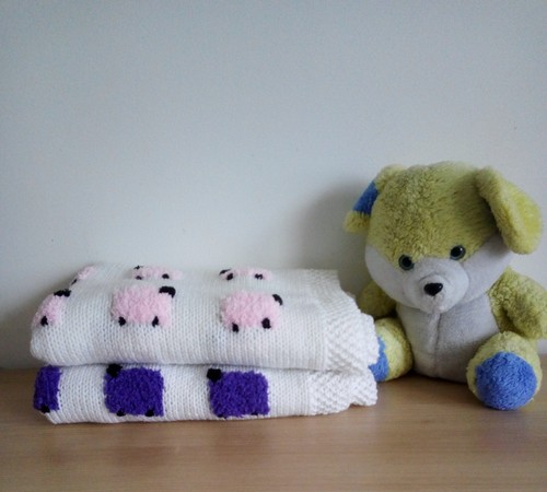 Hand knitted wool baby blanket - hand-knitted,