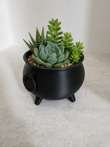 Black cauldron planter 3d - cauldron,