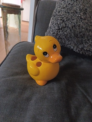 Ceramic yellow duck - duck, toothbrush