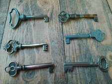 6 Small Old Some Vintage Keys,Brass ,Copper And Steel Size Approx 6cm