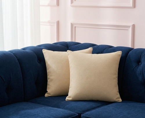 Knitted pastel yellow cushion - yellow,
