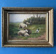 Antique Late 19thEarly 20th Century Dutch Shepherd And Sheep Signed Oil Painting