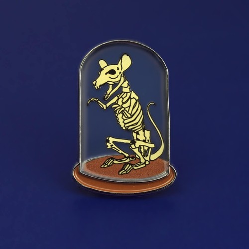 Rat skeleton lapel pin - pin, badge