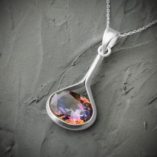 925 Sterling Silver Mystic Fire Topaz Necklace -Oval Gemstone Pendant Gift Boxed