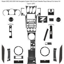 52Pcs W/ Navi For Nissan 350Z 03-09 Carbon Fiber Dashboard Full Set Decor Cover 