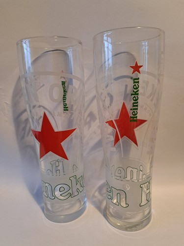 Heineken pint glasses - 2, red