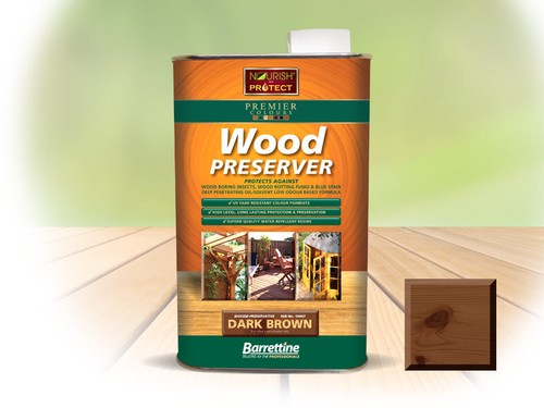 Barrettine wood preserver - wood, dark