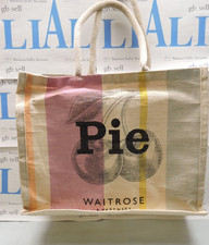 Waitrose Cherry Pie Tote Juco Jute Tote Shopping Bag for Life Pink Yellow Stripe