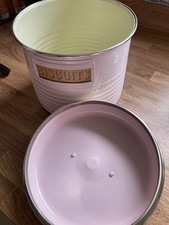Enamel lidded biscuit L Canister Container  Typhoon Vintage Kitchen pale pink 