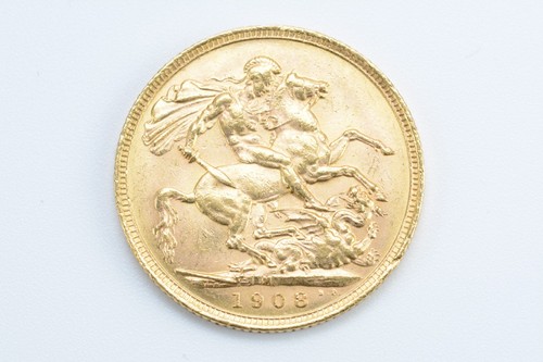 1908 gold full sovereign - full,