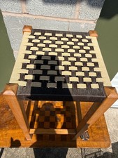 VINTAGE STOOL WOVEN SEAT WOOD