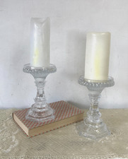 Vintage Pressed Glass Candle Holders Set Of 2 Church Candles Shannon Crystal
