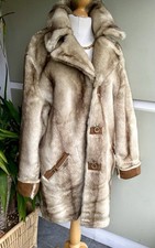 Gorgeous DENNIS BASSO Luxury Reversible Faux Fur/Tan Suede Coat Sz 20-22