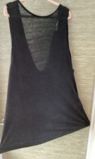 ZARA Large Black Long Linen Cami Top Cowl V Back ZARA Long Vest Tunic Large 46in