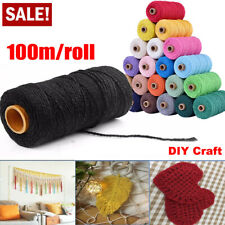 100M Cord String Hand Craft Macrame DIY Colorful Cotton Twisted Rustic Rope