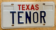VANITY LICENSE PLATE " TENOR "  SELMER MK 6 SAX VOICE MUSIC