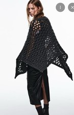 BNWOT Zara Grey Knit Cape With Vents
