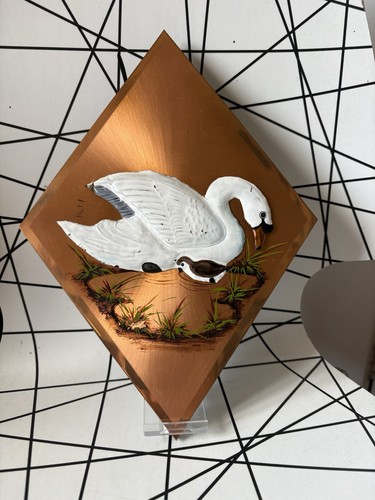 Vintage painted swan copper - swan,