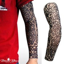 Temporary Tattoo Sleeve Nylon Arm Stocking Tribal Celtic Black Mens Womens Kids 