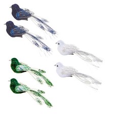 Christmas Tree Bird Clip on Decoration Glitter Sequin 18cm Set of 2