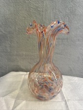 Art Glass Millefiori 70s Vase Vintage ~ Confetti Pattern Wavy Rim ~ Multicolour