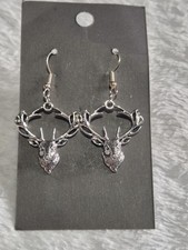 Silver alloy stag pendant - silver,