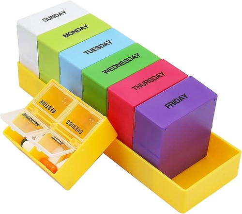 Large pill box day times - box,