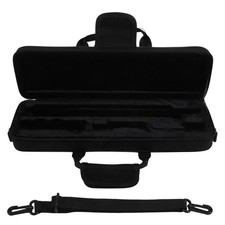 Nylon Padded Flute Bag Carry Case Cover Shoulder Strap 39x7x11cm Black X8A74097