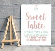 A5 Sweet Table Candy Stall Buffet Sign And Easel Wedding Party - MINT GREEN