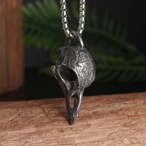Retro nordic style crow - nordic, skull