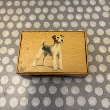 Antique Wooden Matchbox Cover wire haired fox terrier WHFT