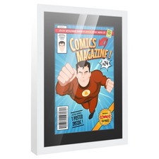 Comic Frame for Current Era Comics - White Wood with Black Mat, 18 Frame Sizes