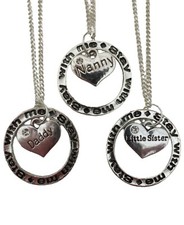 SILVER NECKLACE STAY WITH ME Family Pendant Love Heart Gift + Bag *Huge Choice*