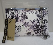 Coast White Floral Hinged Clutch Bag New With Tags!!