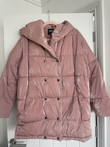 Zara pink ladies puffer coat - pink,