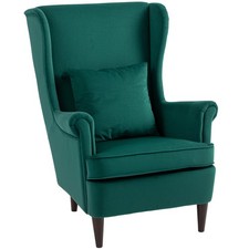 HOMCOM Wingback Chair, Living Room Accent Chair, Green, Refurbished