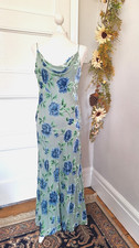 Vintage Monsoon Twilight Devore Silk Velvet Floral Bias Cut Long Maxi Dress 16