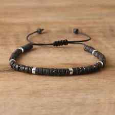 4mm Lava Stone or Green Aventurine Adjustable Bracelet 17cm Men Women