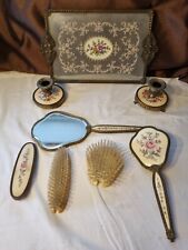 Vintage Regent of London  Petit Point Filigree Vanity / Dressing Table Set