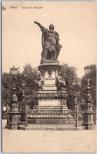 Ghent vintage postcard statue - vintage,