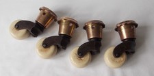 4 ANTIQUE GEORGIAN VICTORIAN CUP CHAIR CASTORS BRASS CERAMIC & CAST IRON