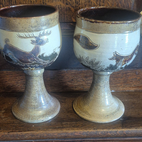 Unmarked stoneware pair - pair, of