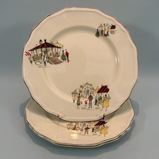 Vintage Alfred Meakin Early Carousel Fairground 3 Dinner Plates 50's MCM