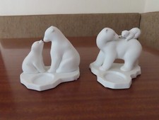 2 PARTYLITE POLAR BEAR & CUB TEA LIGHT CANDLE HOLDERS
