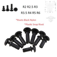 Rivets Black Nylon 2mm 3mm 4mm 5mm 6mm Plastic Snap Rivet Various Sizes Lengths